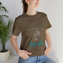 Load image into Gallery viewer, Tuesday's Call For Tequila Short Sleeve Tee - Shot Glass Design
