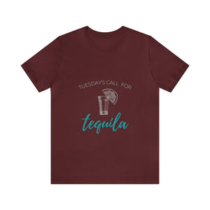 Tuesday's Call For Tequila Short Sleeve Tee - Shot Glass Design