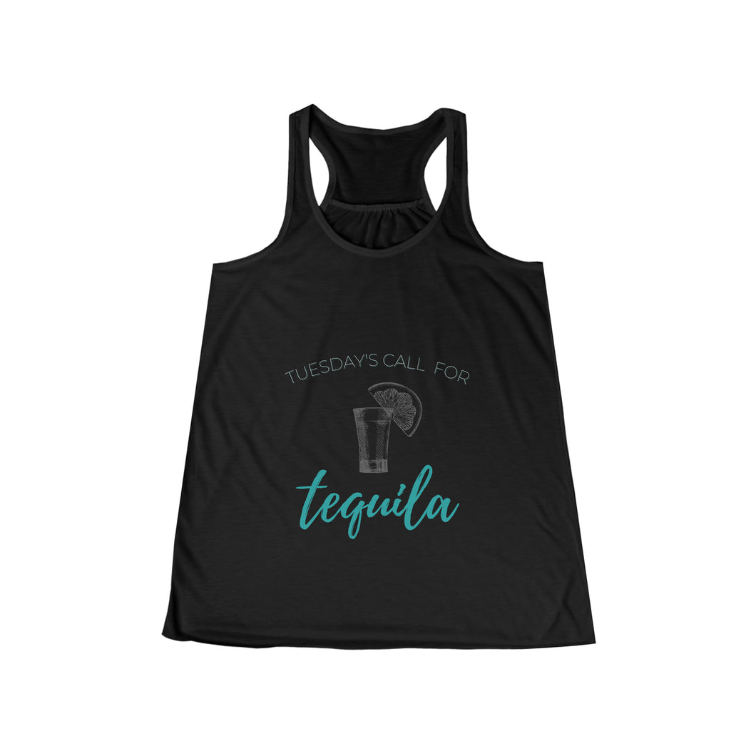 Women's Tuesday's Call for Tequila Flowy Racerback Tank - Shot Glass Design